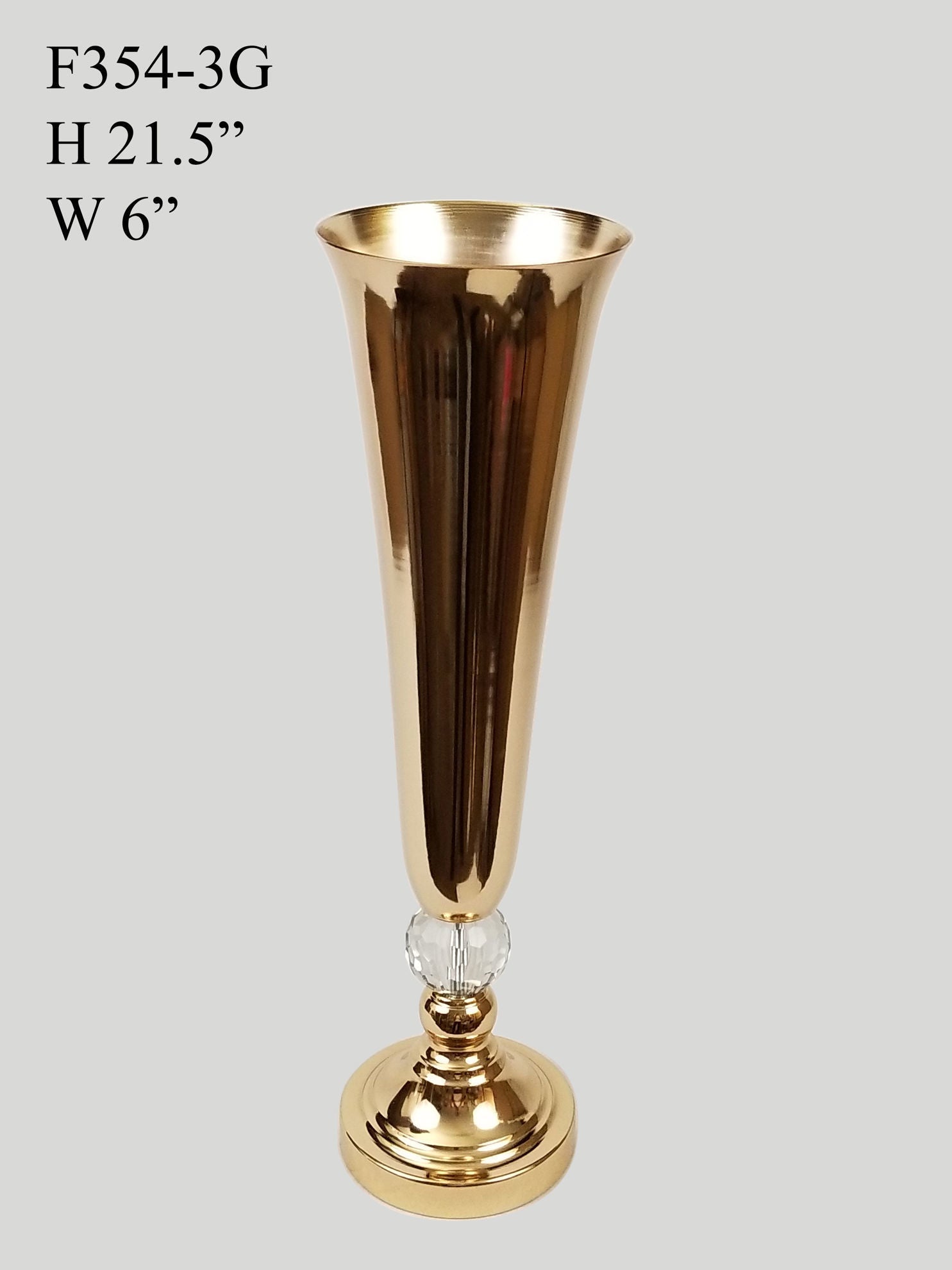 F354-3G - Metal Flower Vase With Crystal 21.5"