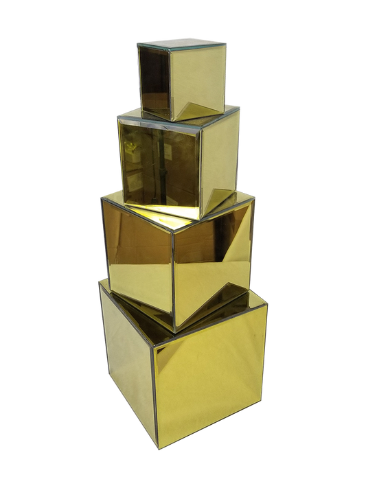 MRD-3458 Gd - Gold Mirror Cube Set of 4