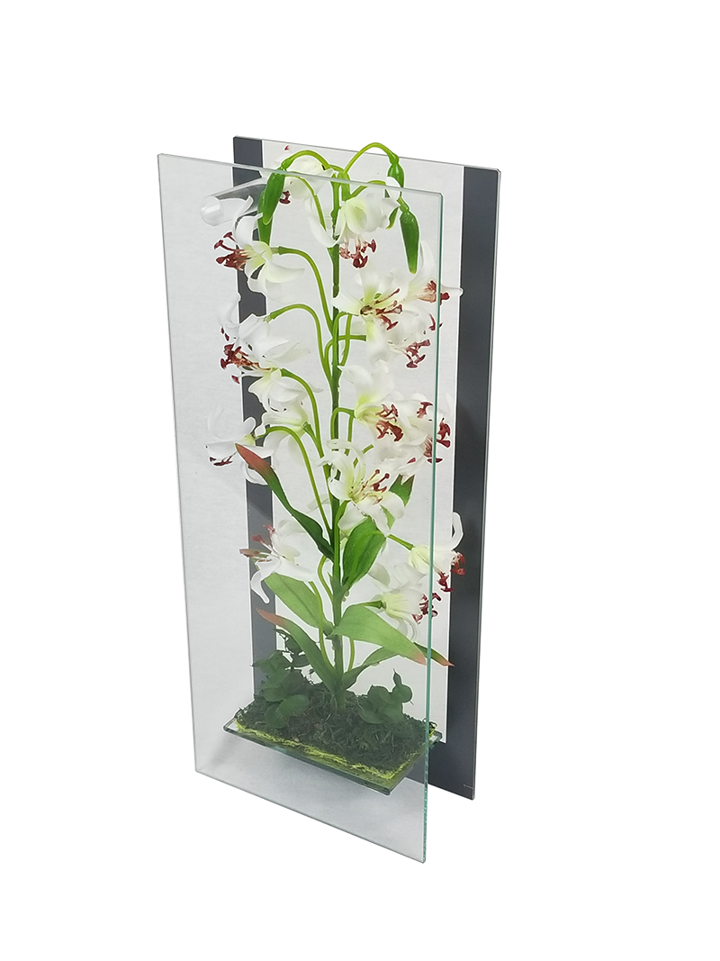 MRD-3463 - 15" Standing Rectangle Mirror Decor with Artificial Plant