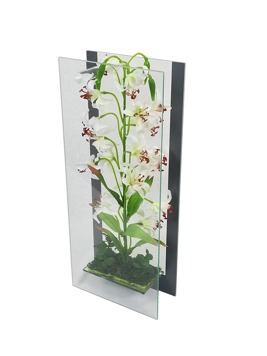 MRD-3463 - 15" Standing Rectangle Mirror Decor with Artificial Plant