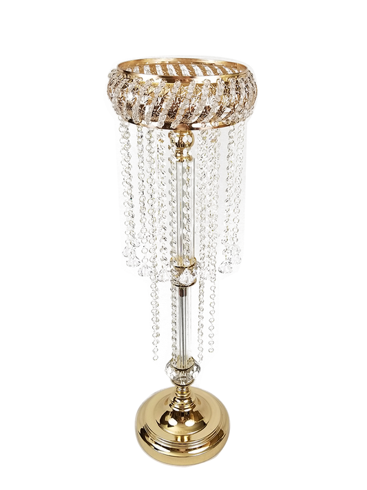F111 GD -  Metal Stand with Crystal Chain Chandelier Stand and Crystal Holder 33"