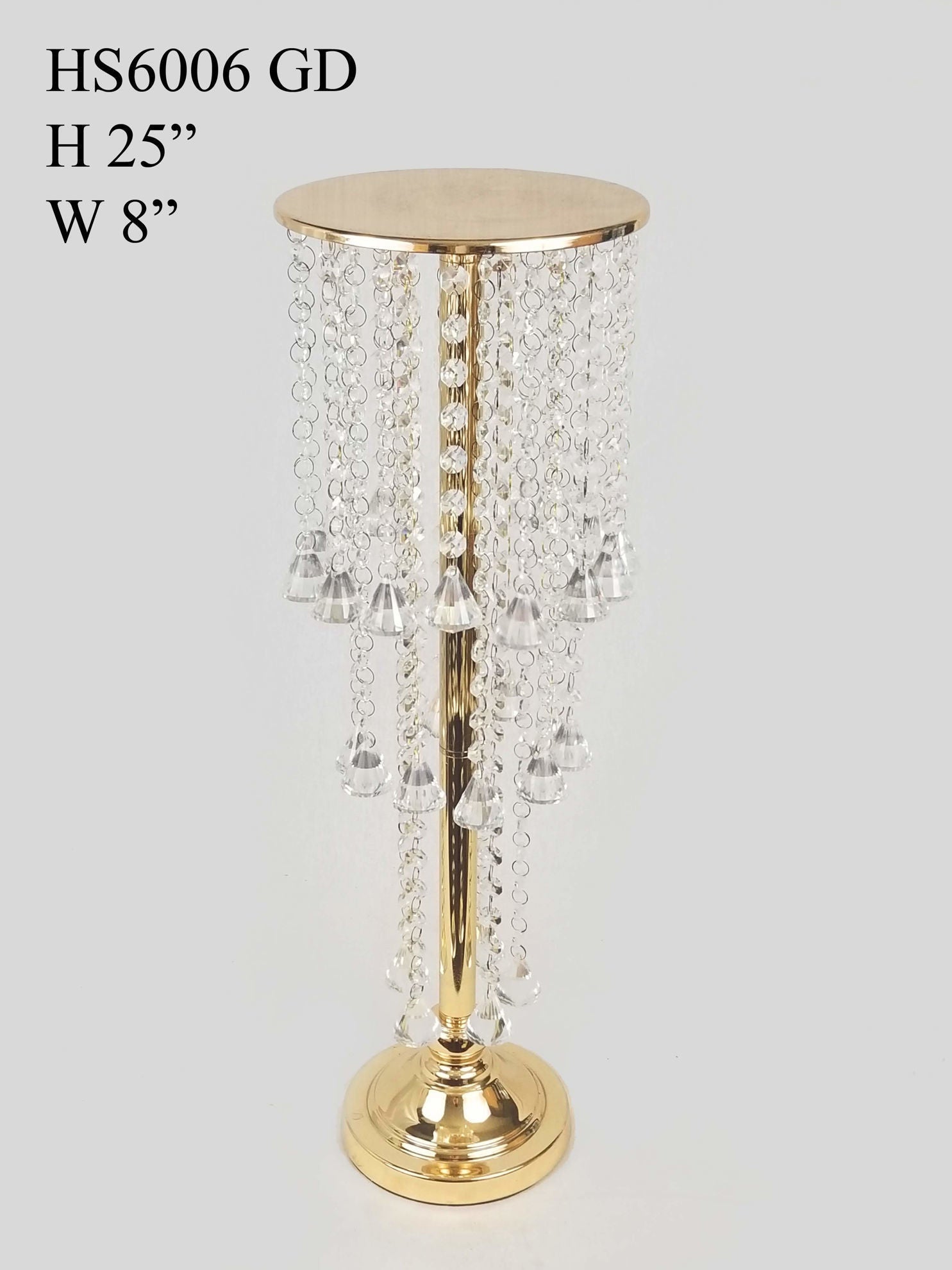 HS6006 - Metal Flower Stand with Crystal Chain Flower Diamond Pendant Chandelier Stand 25"