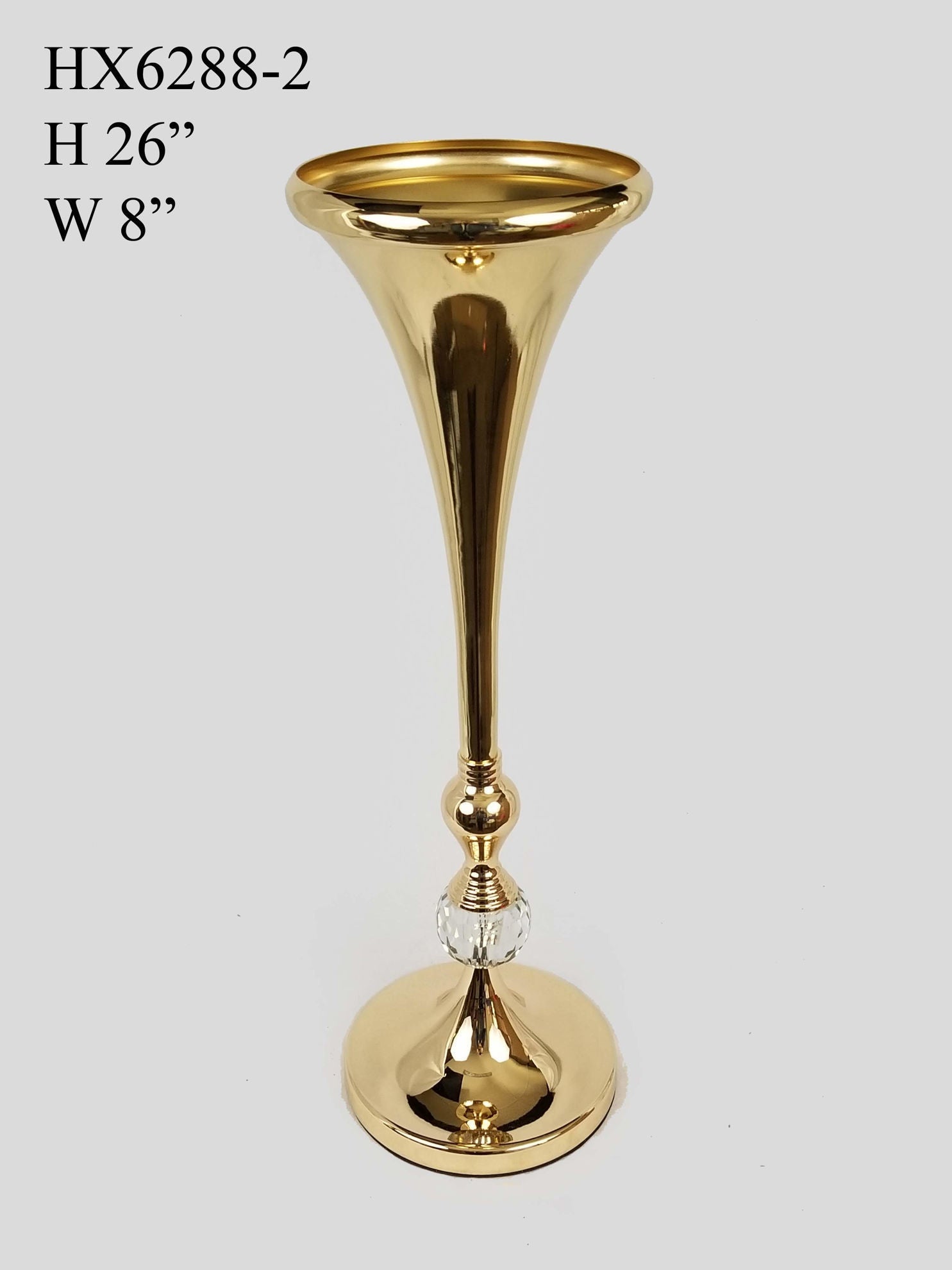 HX6288-2 - Metal Flower Vase Stand With Crystal 26"