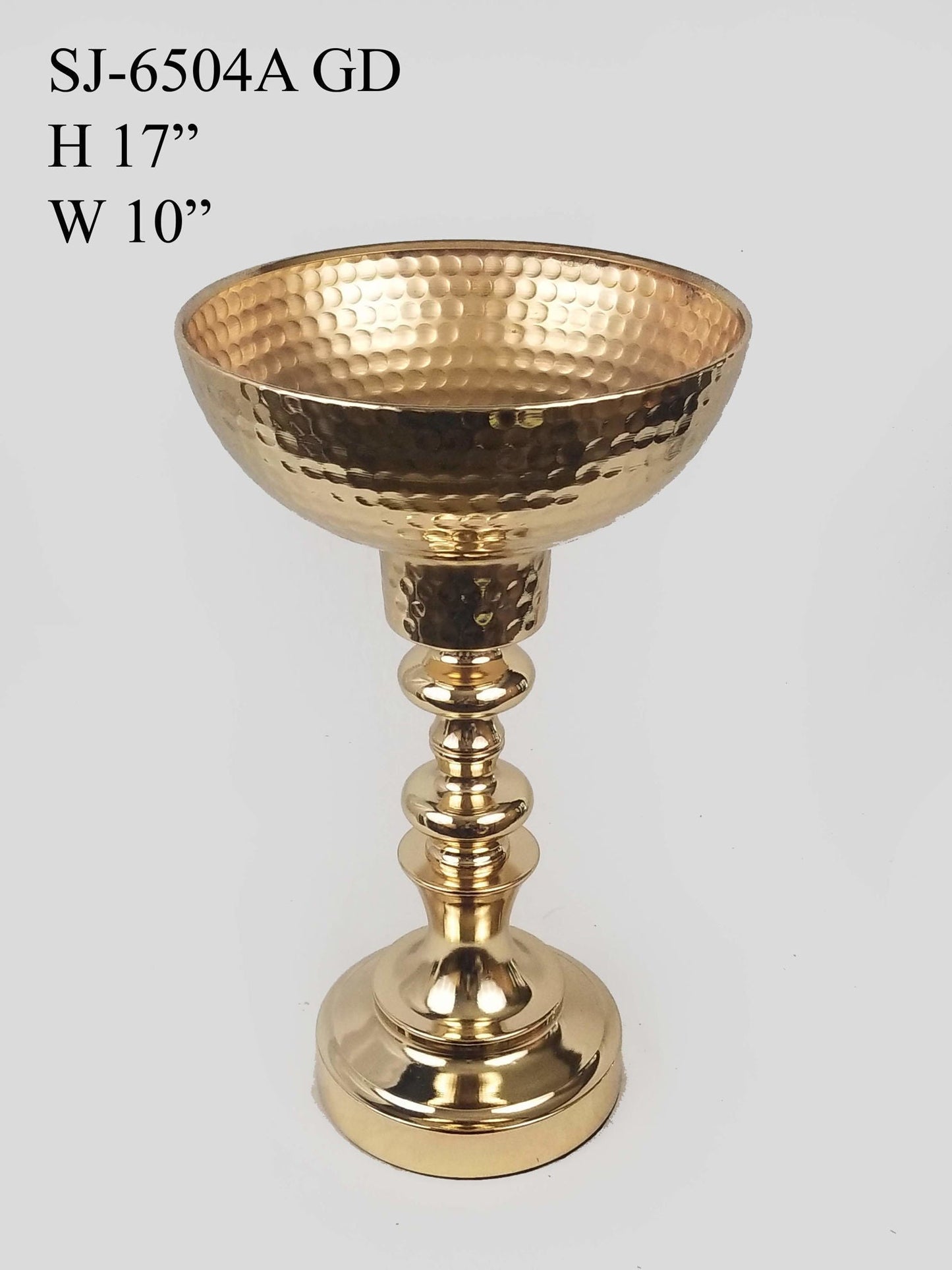 SJ-6504A GD - Gold Metal Goblet Flower Stand 17"