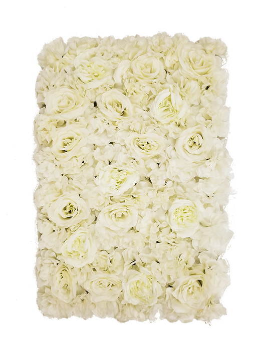 FL4060-1 - Ivory Silk Rose & Hydrangea Flower Wall Mat Panel 24"