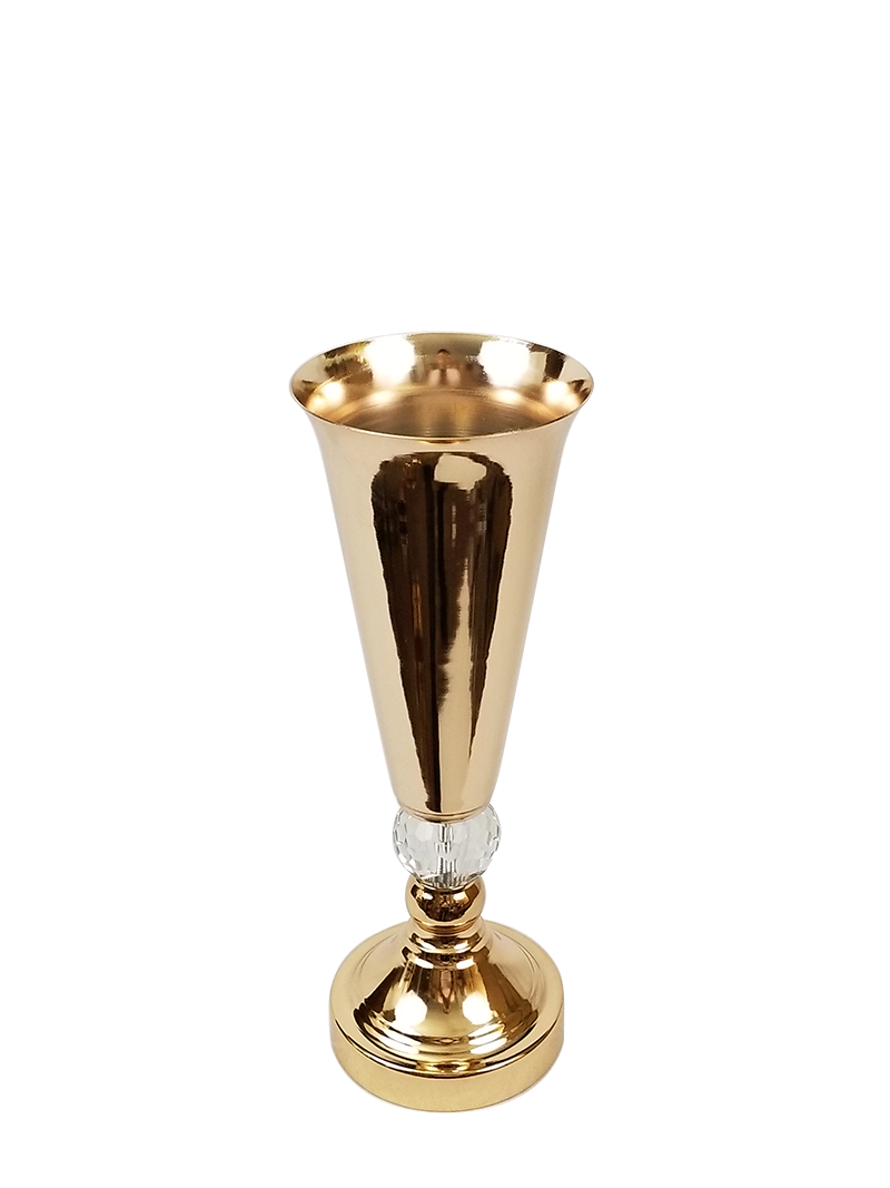 F354-1G - Metal Flower vase with Crystal  14"