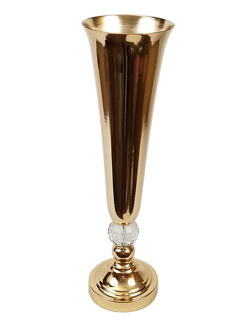 F354-3G - Metal Flower Vase With Crystal 21.5"