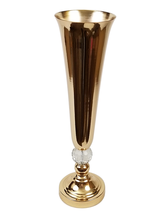 F354-3G - Metal Flower Vase With Crystal 21.5"