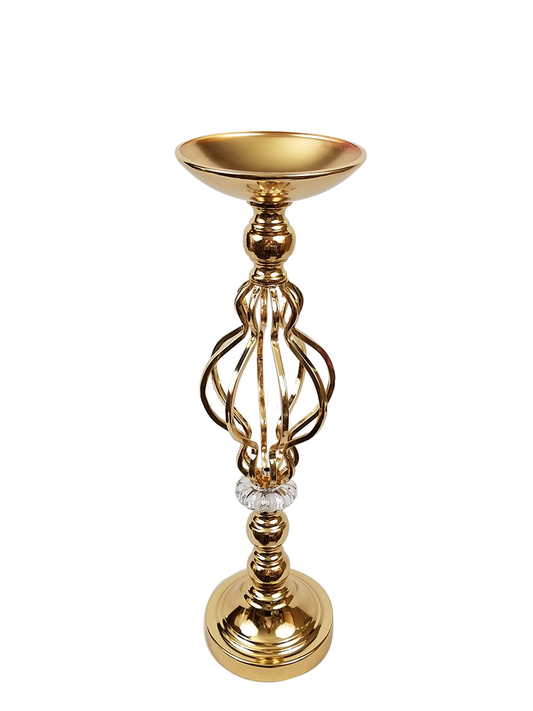 F530-3G - Gold Metal Flower Stand with Crystal  21"