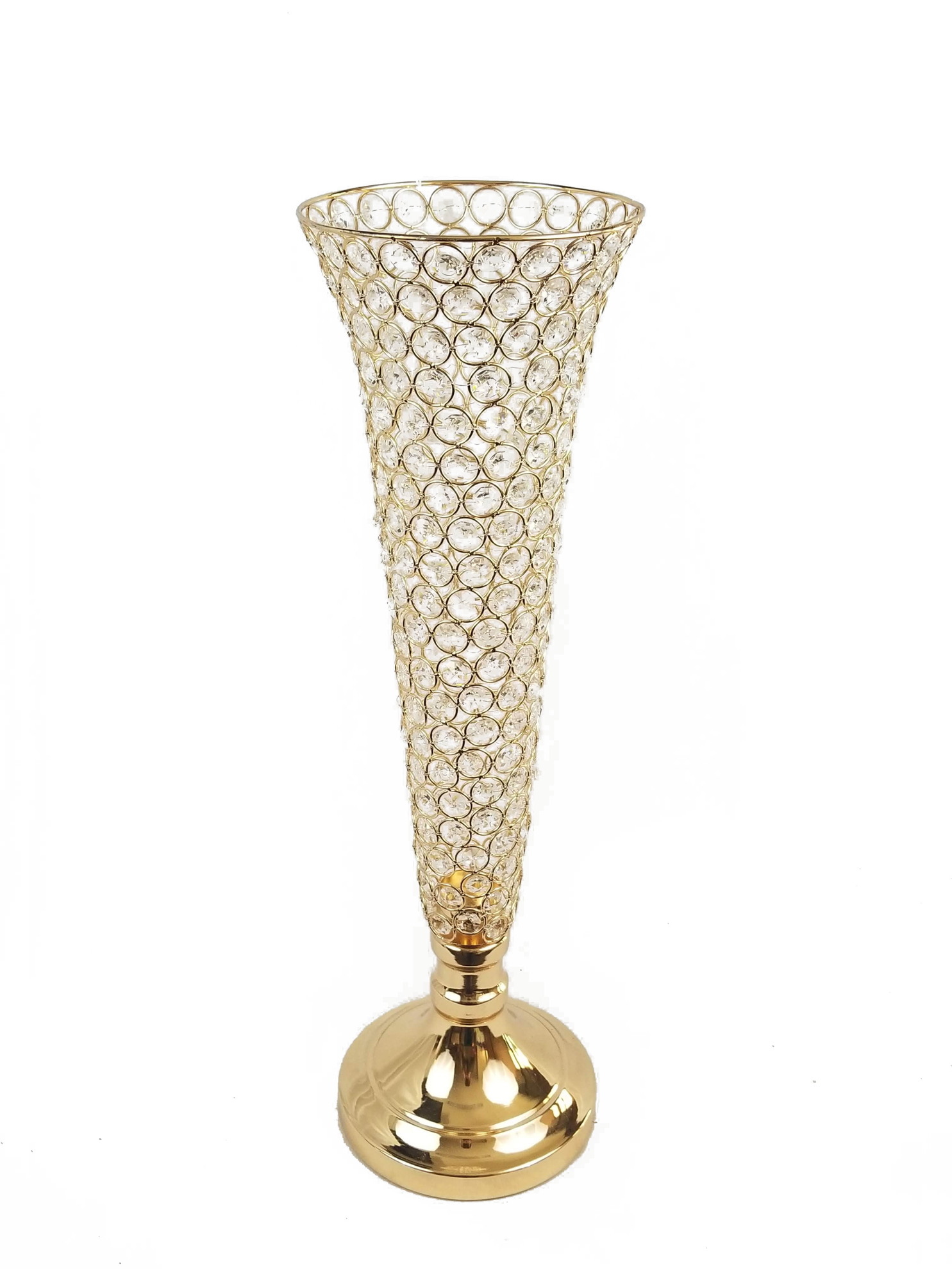 CCH0088-60 -  Gold Crystal Trumpet Vase for Flowers 23.5"