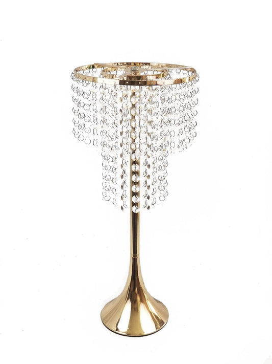 CH600 - Gold Crystal Chain Flower Diamond Pendant Chandelier Stand 21"