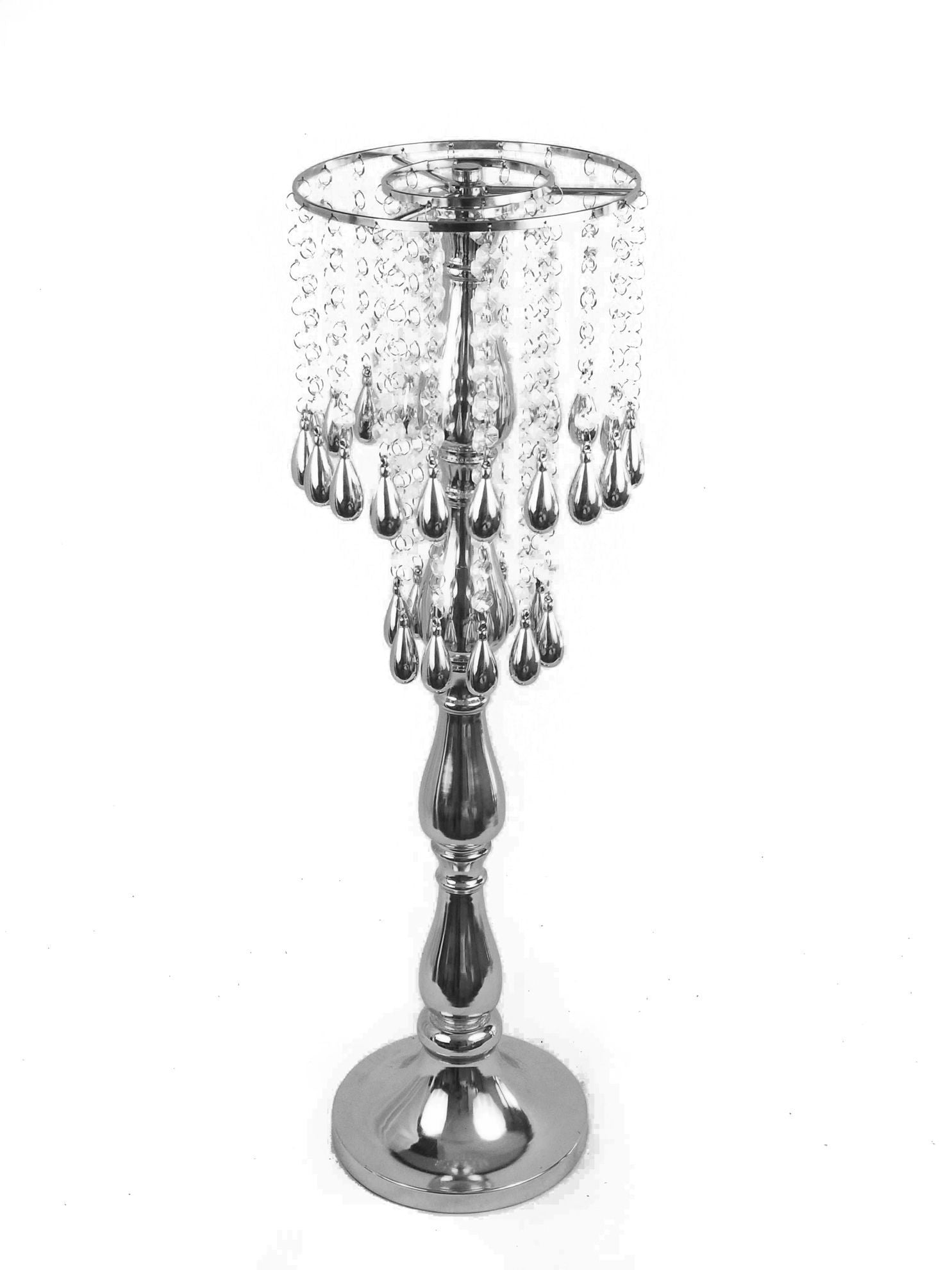 CH1322L - Metal Flower Stand with Crystal Chain Flower Diamond Pendant Chandelier Stand 27"