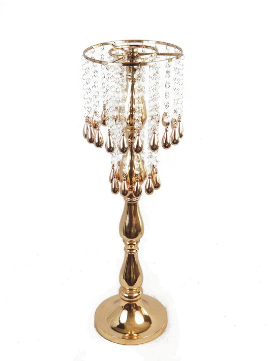 CH1322L - Metal Flower Stand with Crystal Chain Flower Diamond Pendant Chandelier Stand 27"