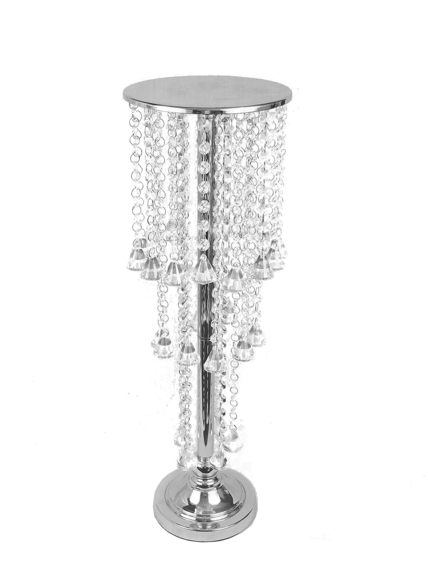 HS6006 - Metal Flower Stand with Crystal Chain Flower Diamond Pendant Chandelier Stand 25"