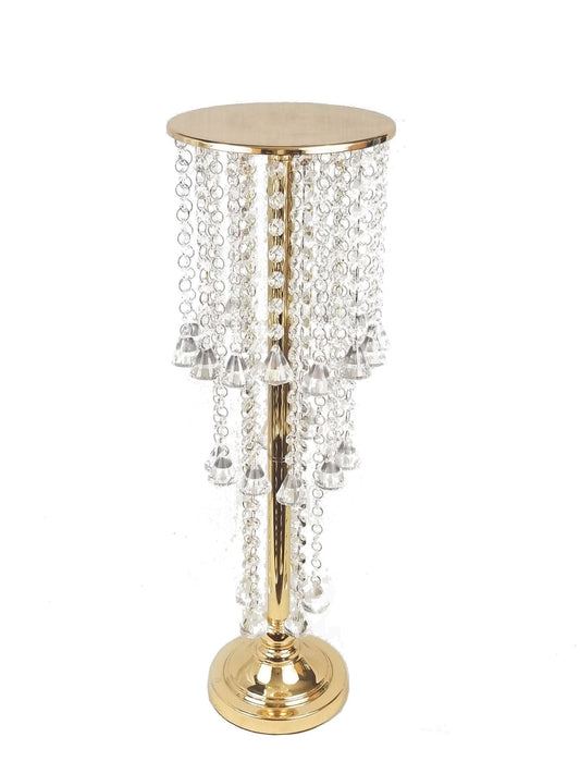 HS6006 - Metal Flower Stand with Crystal Chain Flower Diamond Pendant Chandelier Stand 25"