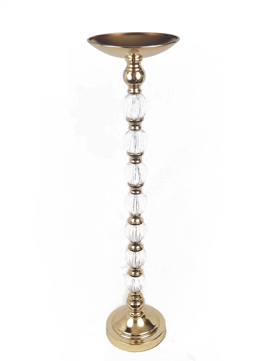 VC1196-7 - Metallic Pillar Flower Stand With 7 Clear Crystal Ball 28"