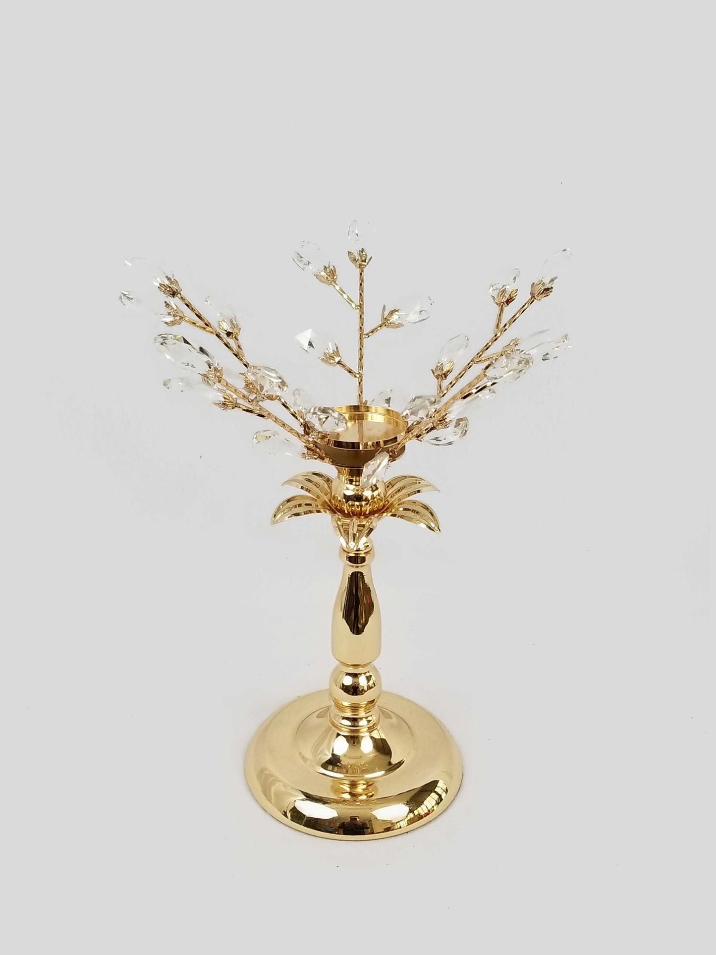CH5446 Gold - Candle Holder With Flower Crystal Design