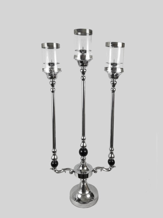 HX930 - 3 Arms Candle Holder With Hurricane Glass Tube