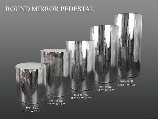 Mirrored Cylindrical Column/Pedestal Silver