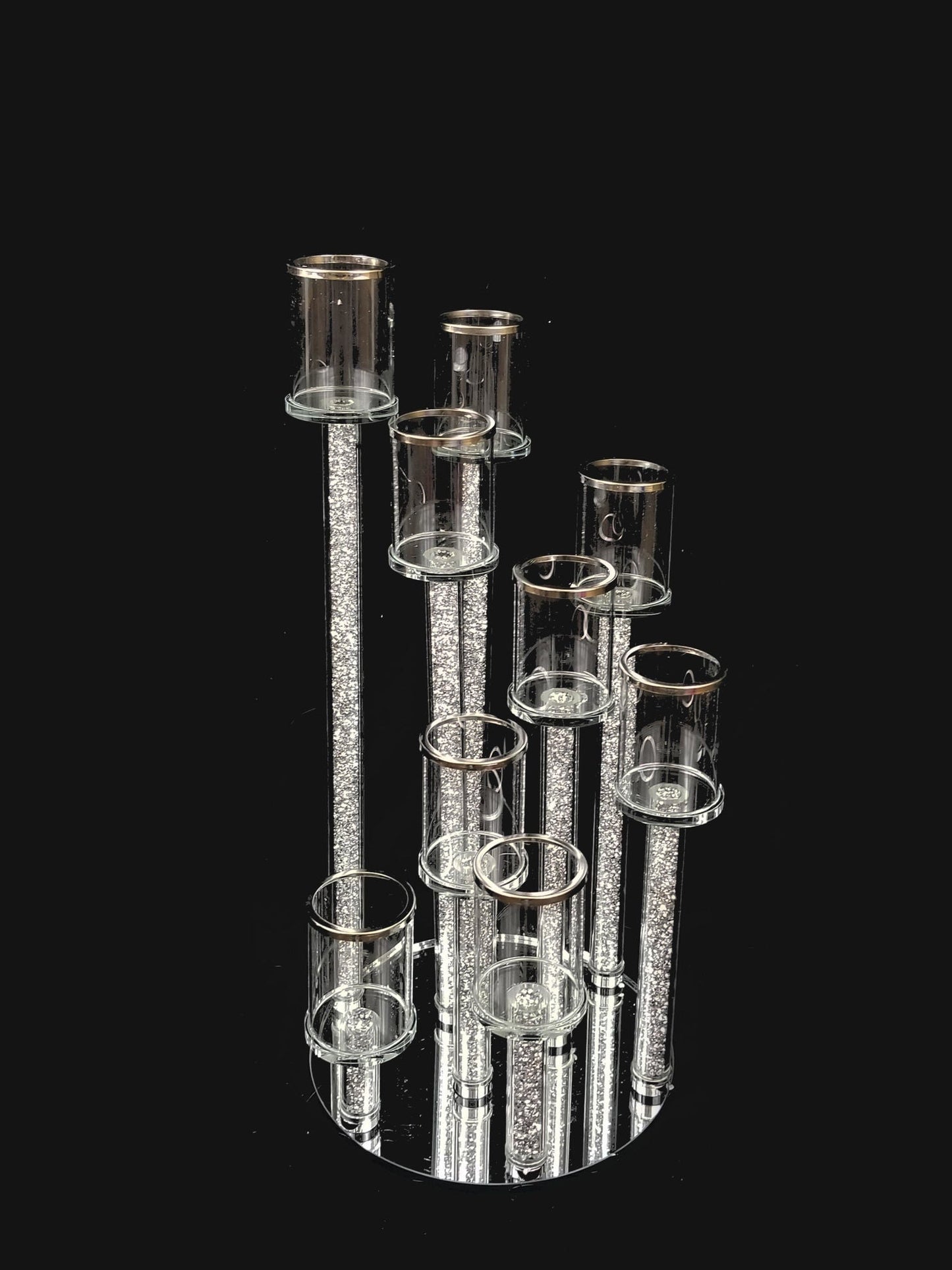 CCH0367 - 9 Head Candlestick Holders  with Glitter Detail Wedding Table Centerpiece 23"