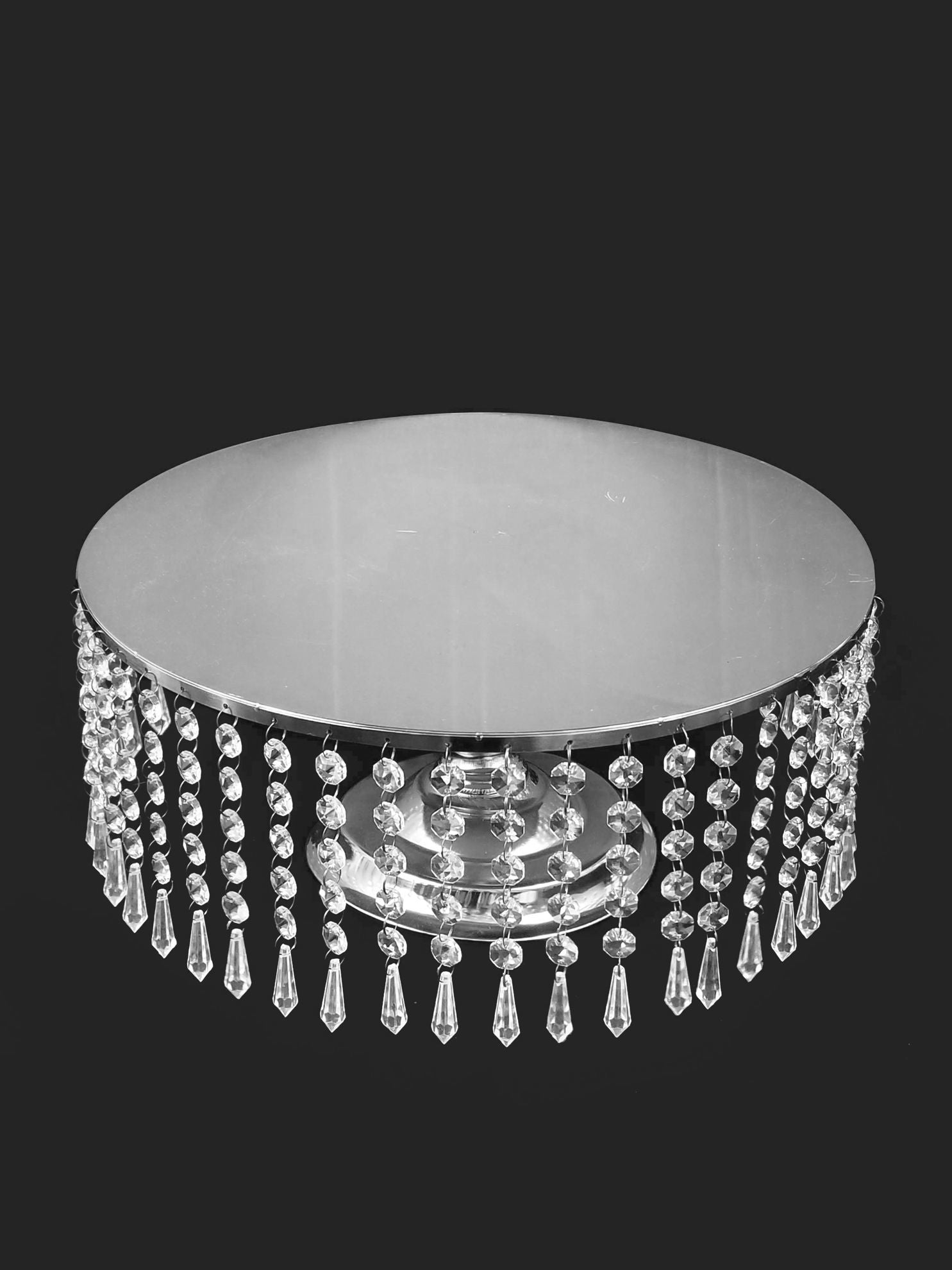 CS040 - 16" Gold Metal Cake Stand with Hanging Crystal