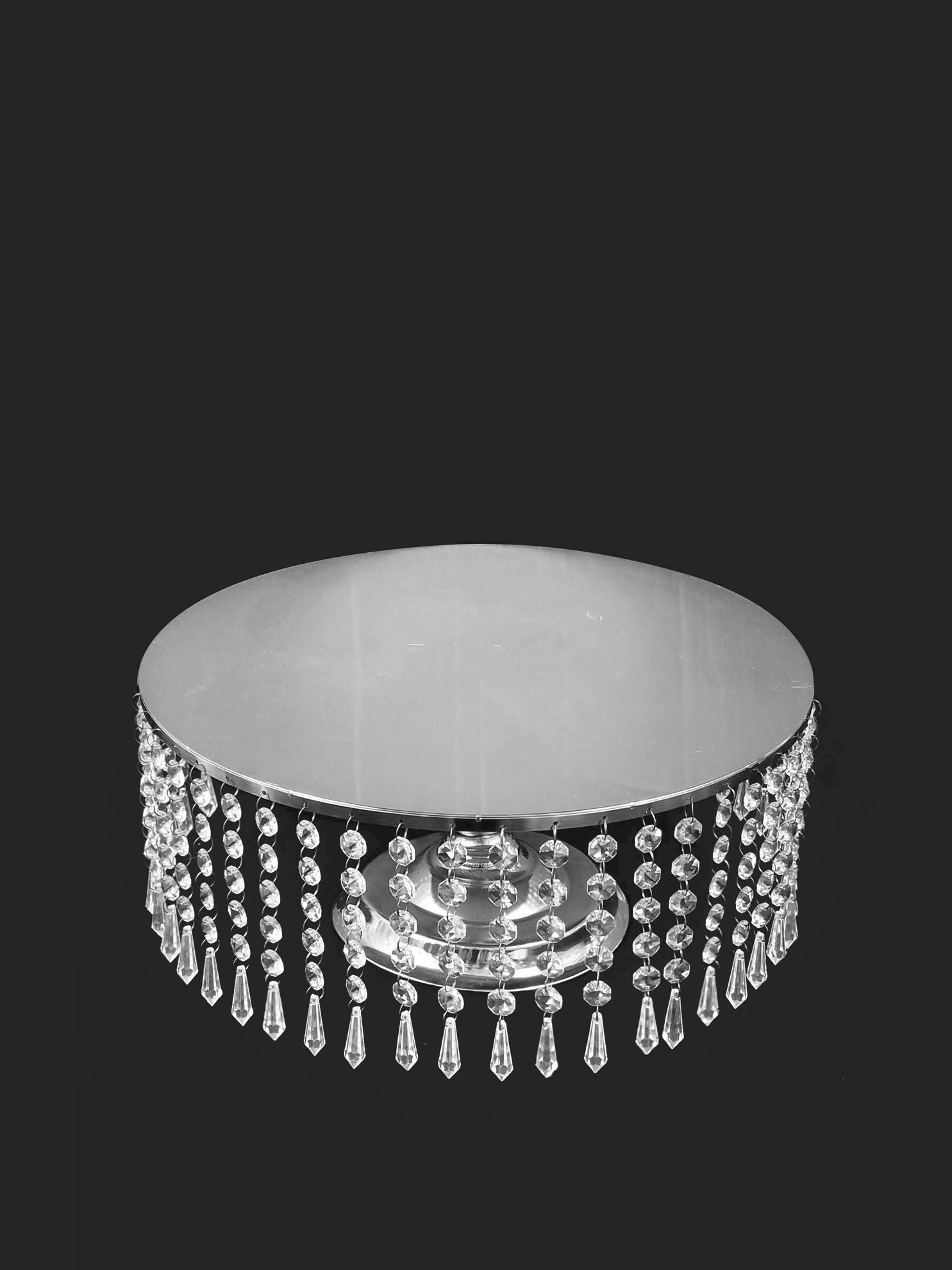 CS040 - 12" Gold Metal Cake Stand with Hanging Crystal