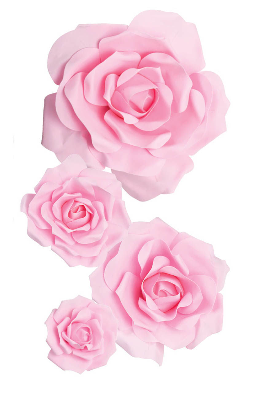 FL0742 - Foam Rose 4Pc Set - 8", 12", 15" & 20"  to Create Flower Walls