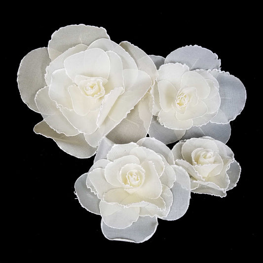 FL0744 - 4Pc Set - 8", 12", 15" & 20" Fabric Mesh Rose Set