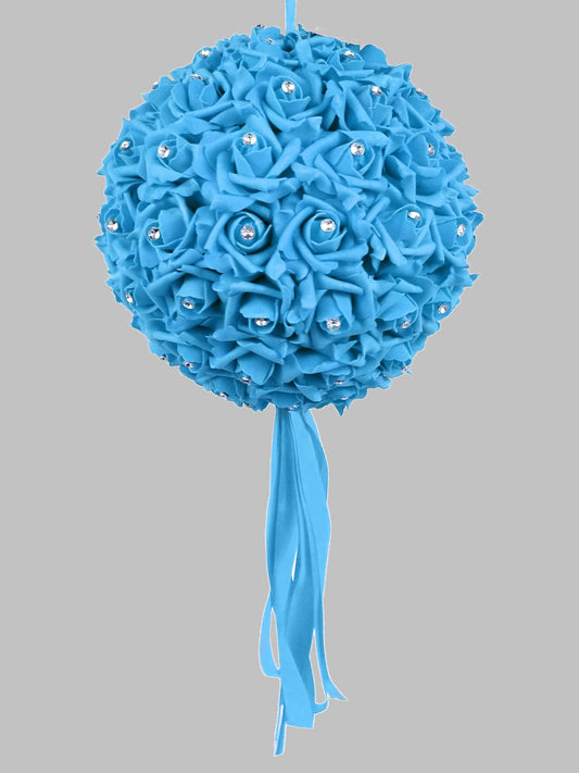 FFL2012 12" Foam Rose Pomander Kissing Ball Flower Ball With Embedded Crystals