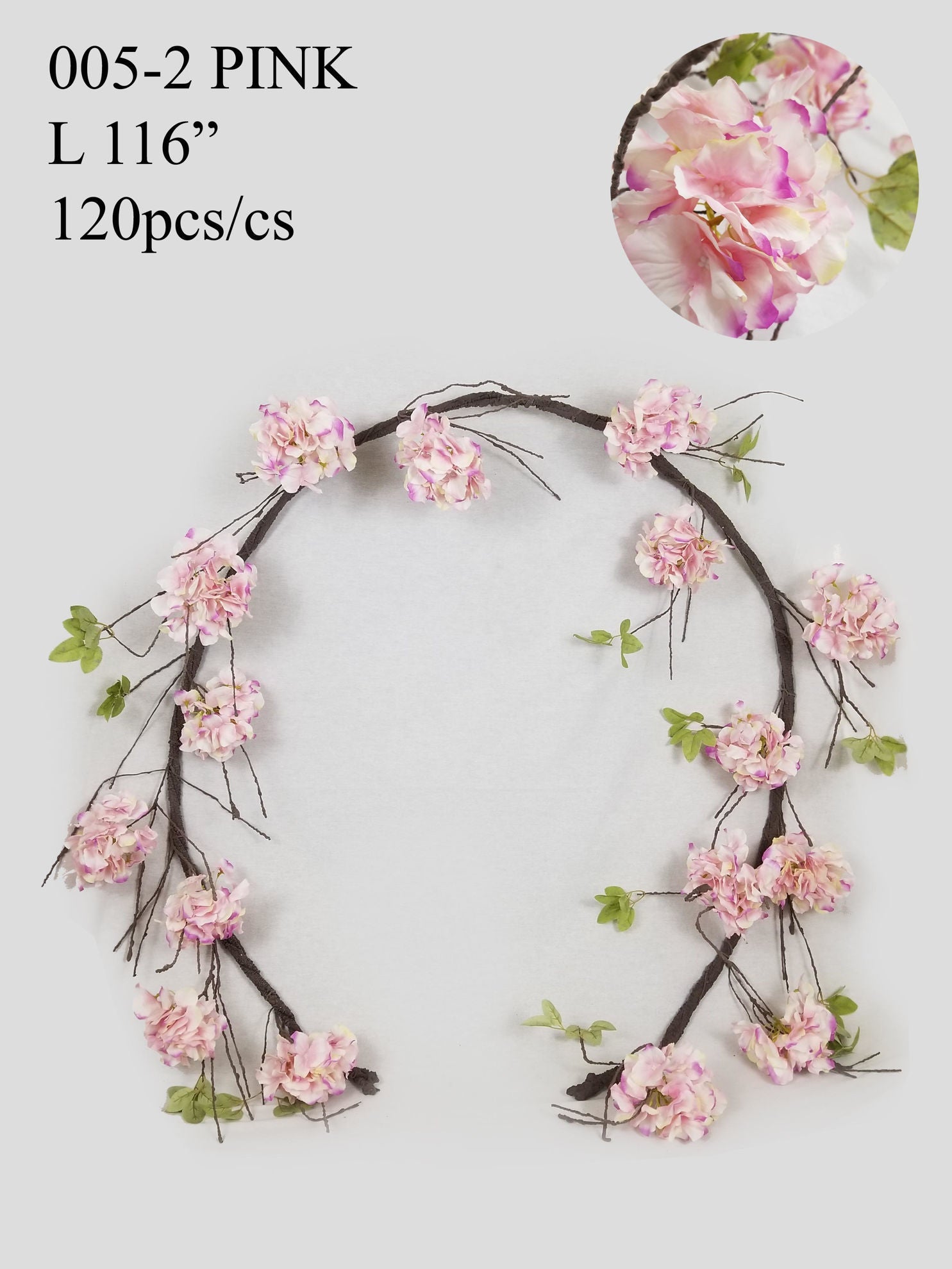 005-2 Pink -  116" Artificial Cherry Blossom Garland