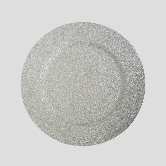 19029 GD - 13" Gold Round Gold Glitter Acrylic Plastic Charger Plates