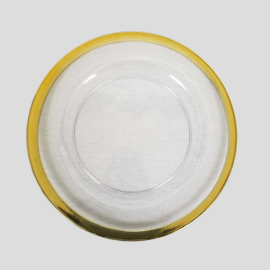 188226 GD - 13" Round Gold Rimmed Acrylic Charger Plates