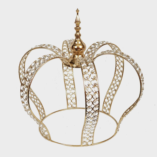 7004 GD - Gold Premium Real Crystal Beaded Crown Large