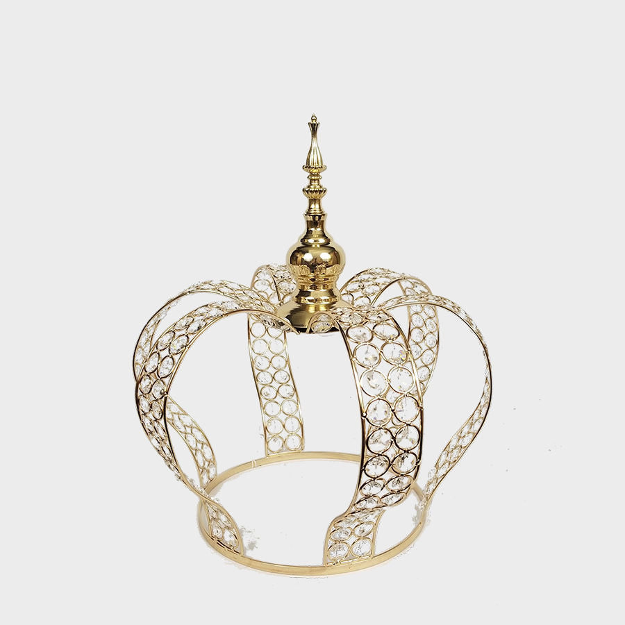 7006 GD - Gold Premium Real Crystal Beaded Crown Small