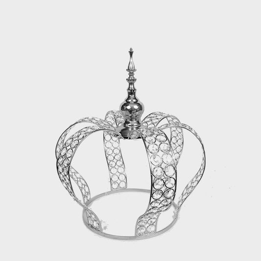 7006 SL - Silver Premium Real Crystal Beaded Crown Small