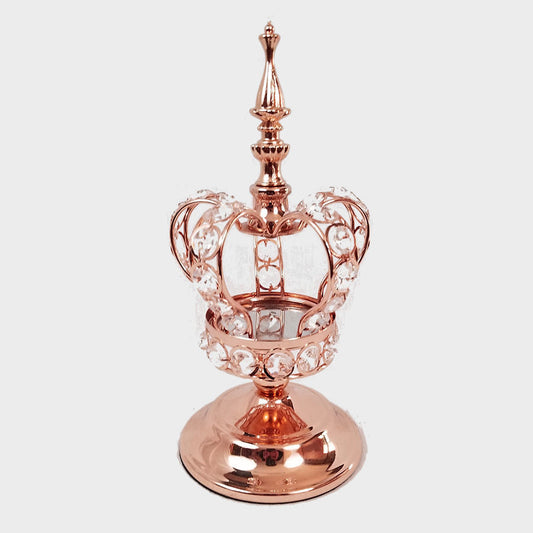 CH5472 RGD - 11" Rose Gold Crystal Bead Crown with Stand Centerpiece