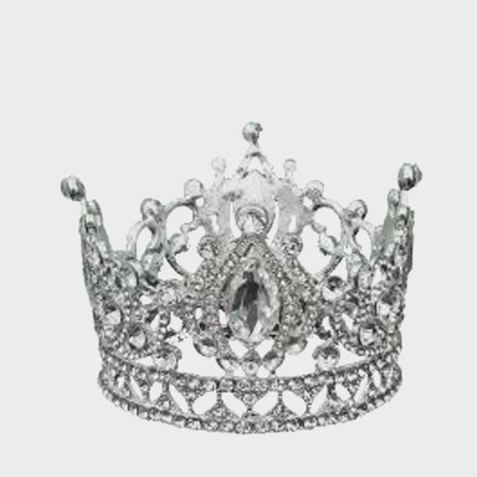 11018 Silver - 3.5" Vintage Royal Crown Cake Topper Decor with Crystals
