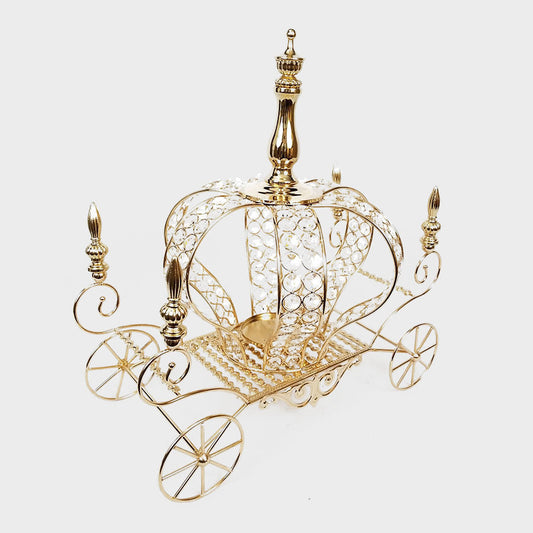 HX6278-2 - 17" Gold Crown Metal Carriage with Crystals Centerpiece