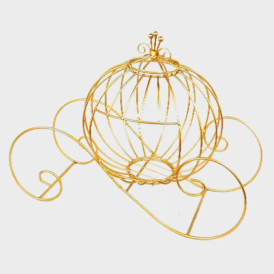 PF0136-L - 14" Gold Cinderella Carriage Card Display Candle Holder