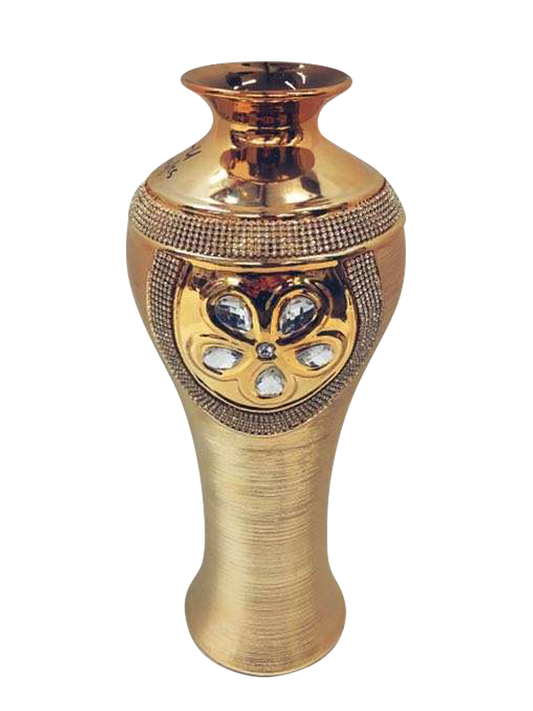 459-U - Gold Vase Elegant Ceramic with Crystal Detail 18"