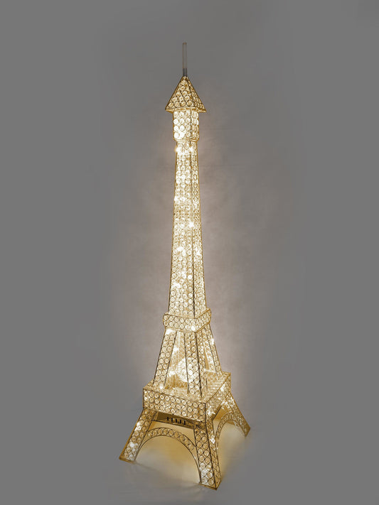 WFT-2099-GD - Gold Crystal Beaded Eiffel Tower Centerpiece, Floor Decor 52"