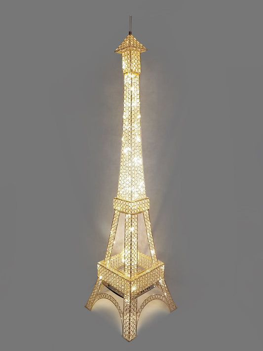 WFT-2099-GD - Gold Crystal Beaded Eiffel Tower Centerpiece, Floor Decor 62"