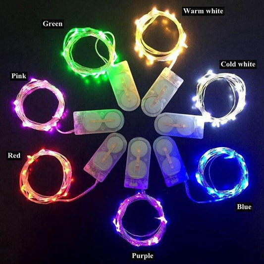 LED007 RGB - 1 Dozen 90" RGB Starry String Lights Battery Operated with 20 Micro Bright LEDs