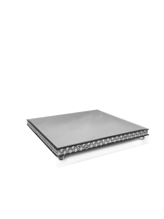 146638 SL - Silver Square Mirror Cake Stand 16"