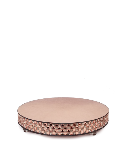 1711202 RGD - Rose Gold Round Mirror Cake Stand 16"