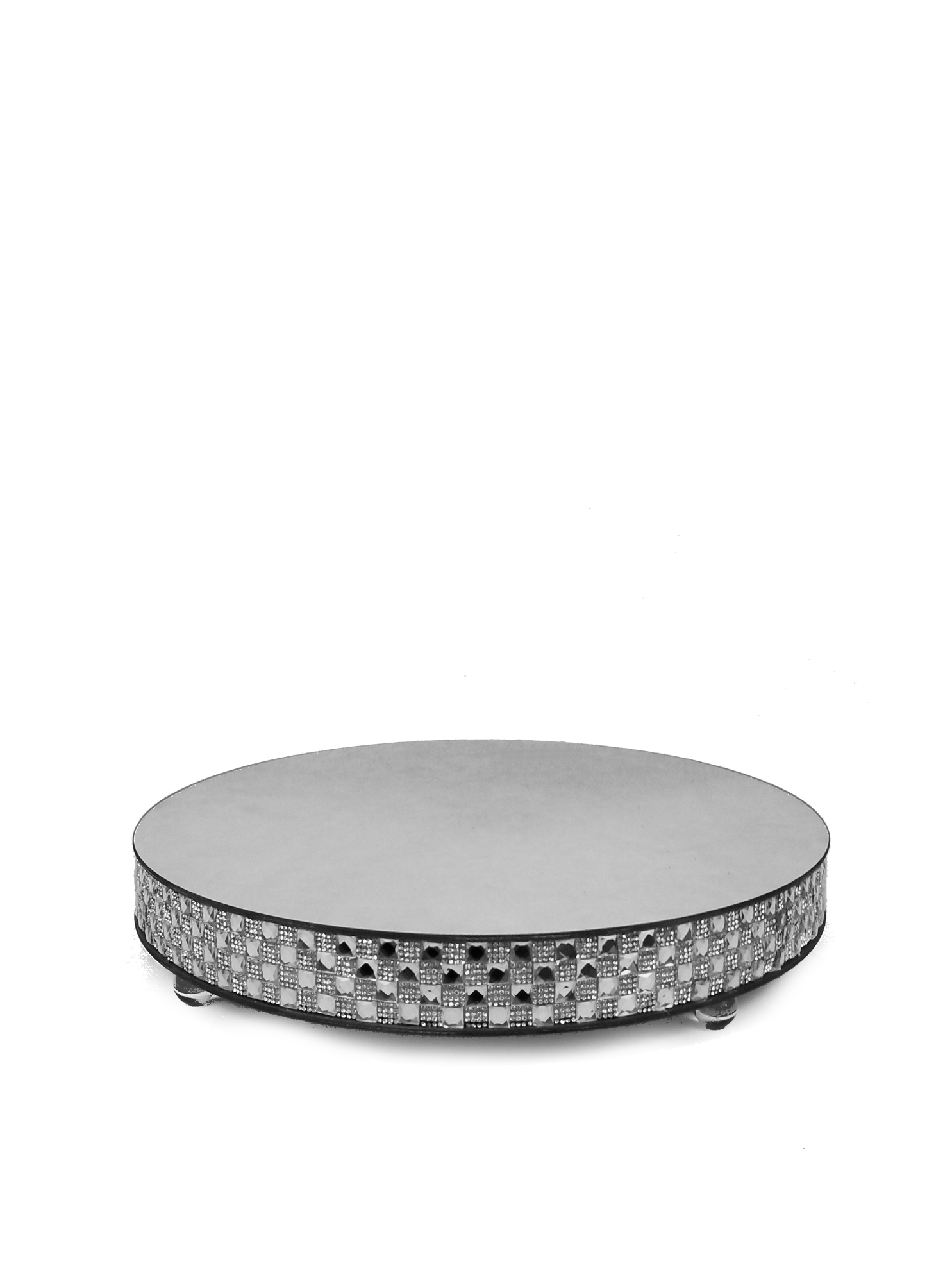 1711202 SL - Silver Round Mirror Cake Stand 16"
