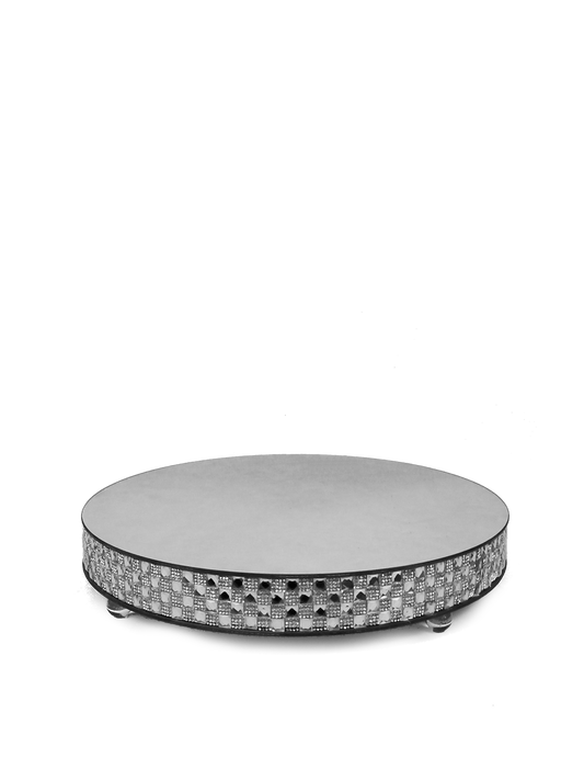 1711202 SL - Silver Round Mirror Cake Stand 16"