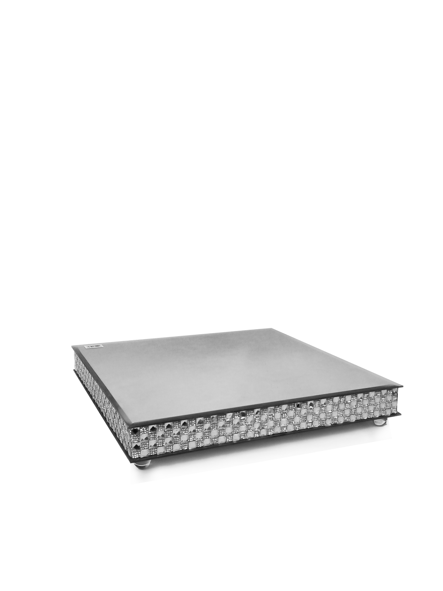 1711202SQ SL -  Silver Square Mirror Cake Stand 16"