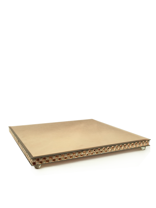 146639 GD - Gold Square Mirror Cake Stand 20"