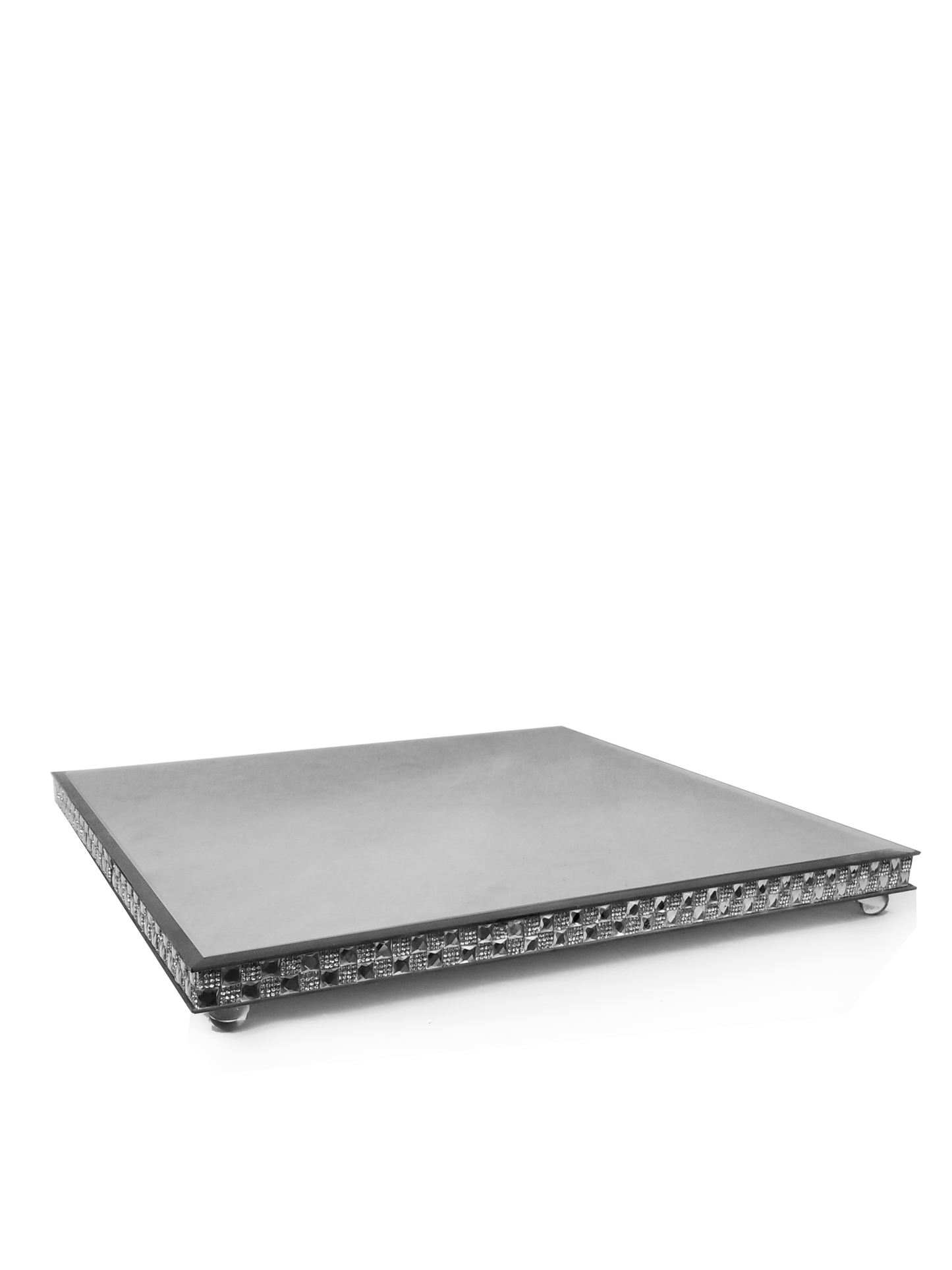 146639 SL - Silver Square Mirror Cake Stand 20"